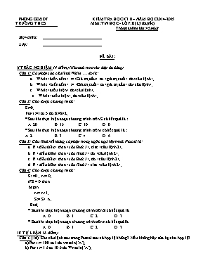 Đề kiểm tra học kì II Tin học lớp 8 (Phần lí thuyết) - Năm học 2014-2015
